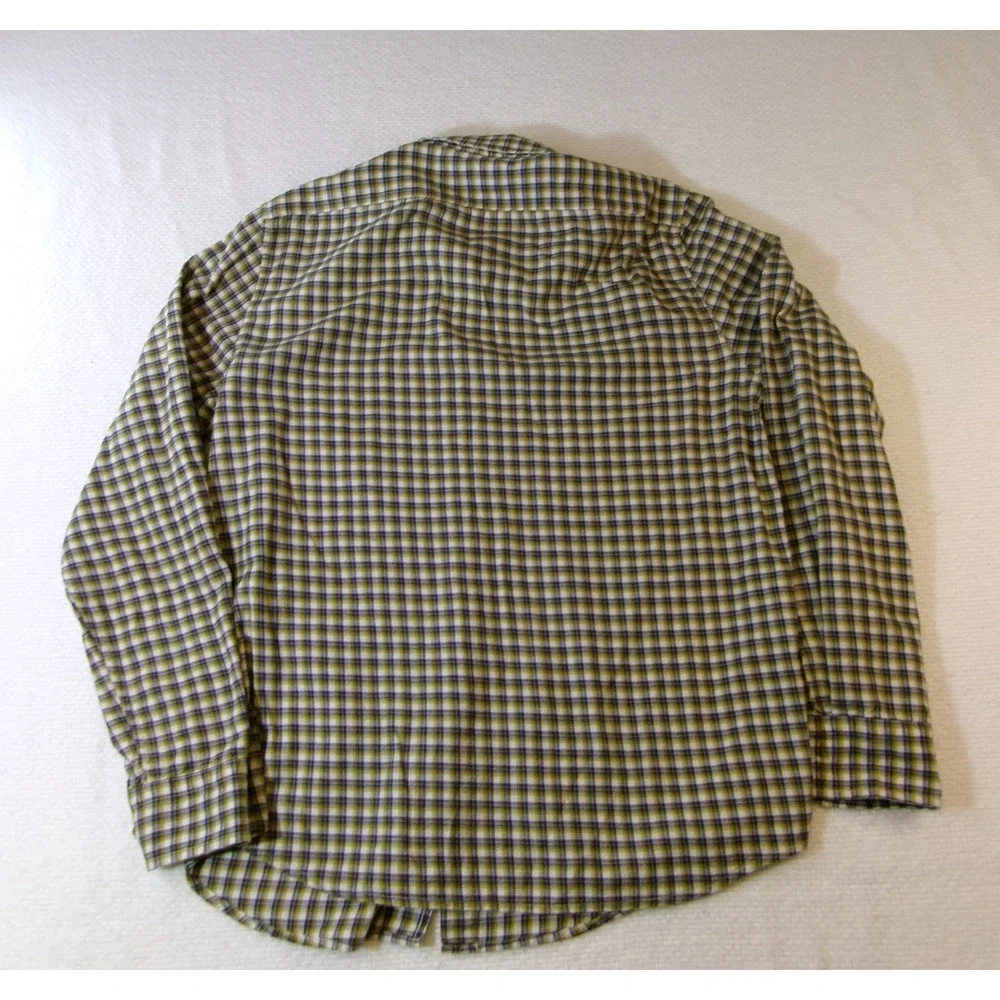Banana Republic Mens Plaid Button Down Shirt Black Fern Green 542377-19 Medium